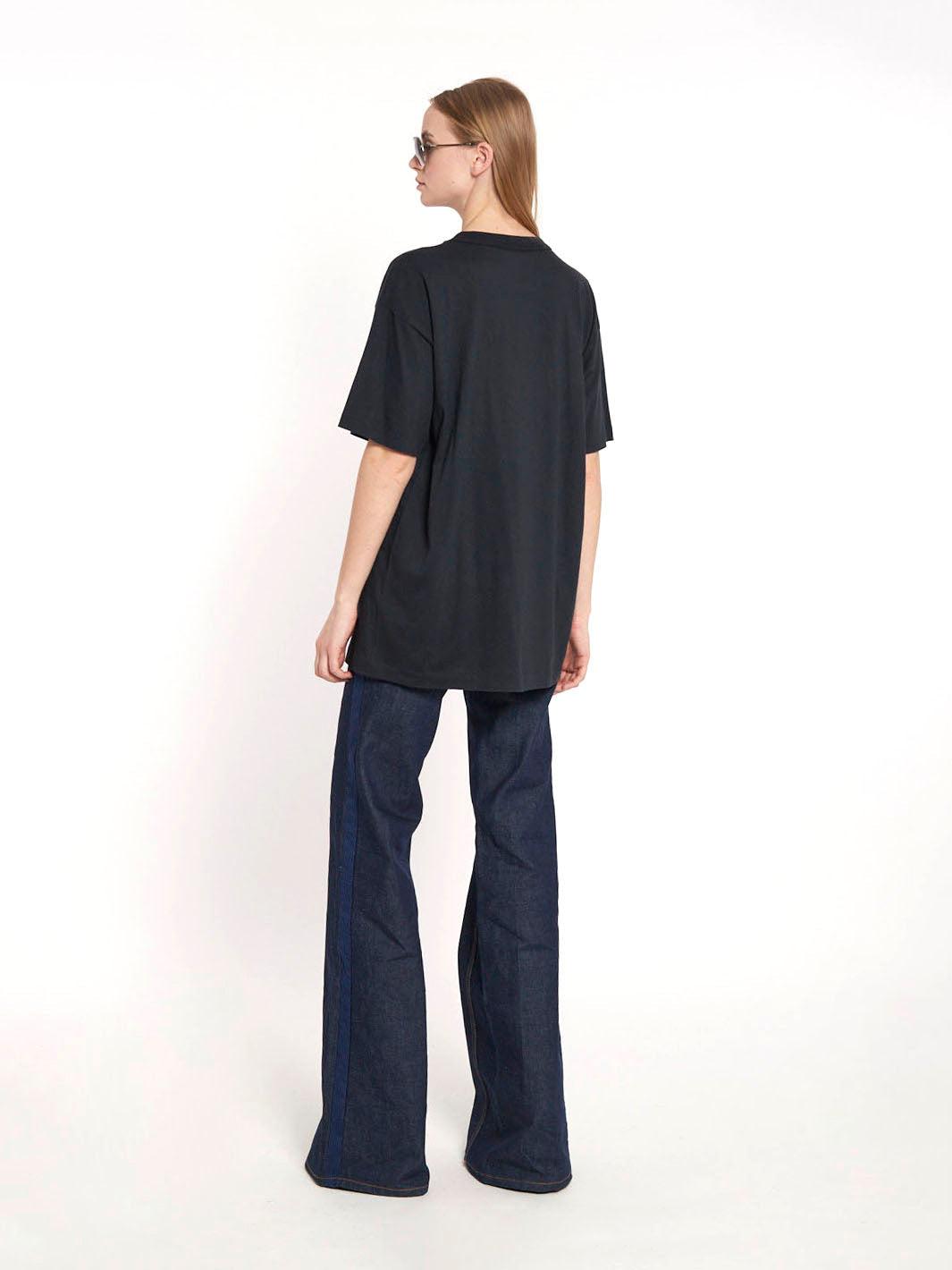 1990s Anna Molinari Blumarine blue T-shirt with beads and rhinestones Z101116  Blumarine 