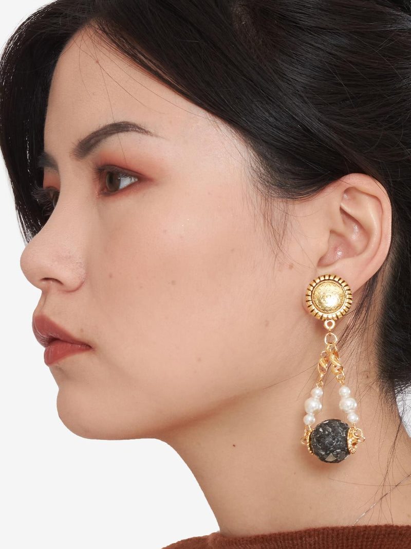 Vintage earrings with black stone MR280923_16  Vintage 