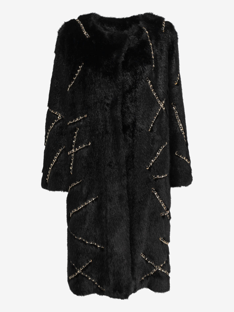 Moschino Couture Chain Linked Coat in Faux Fur CVM26.6.35  Moschino Couture 