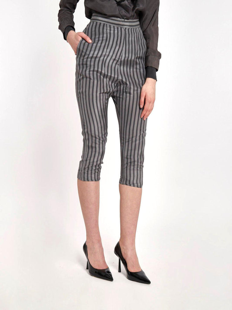 Pantaloni Y2K Marni in seta pantaloni capri con fantasia a righe