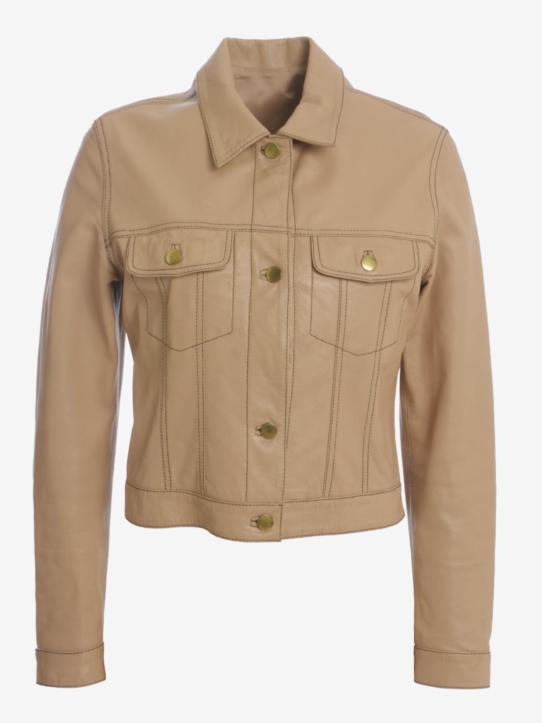 Vintage Beige Leather Jacket