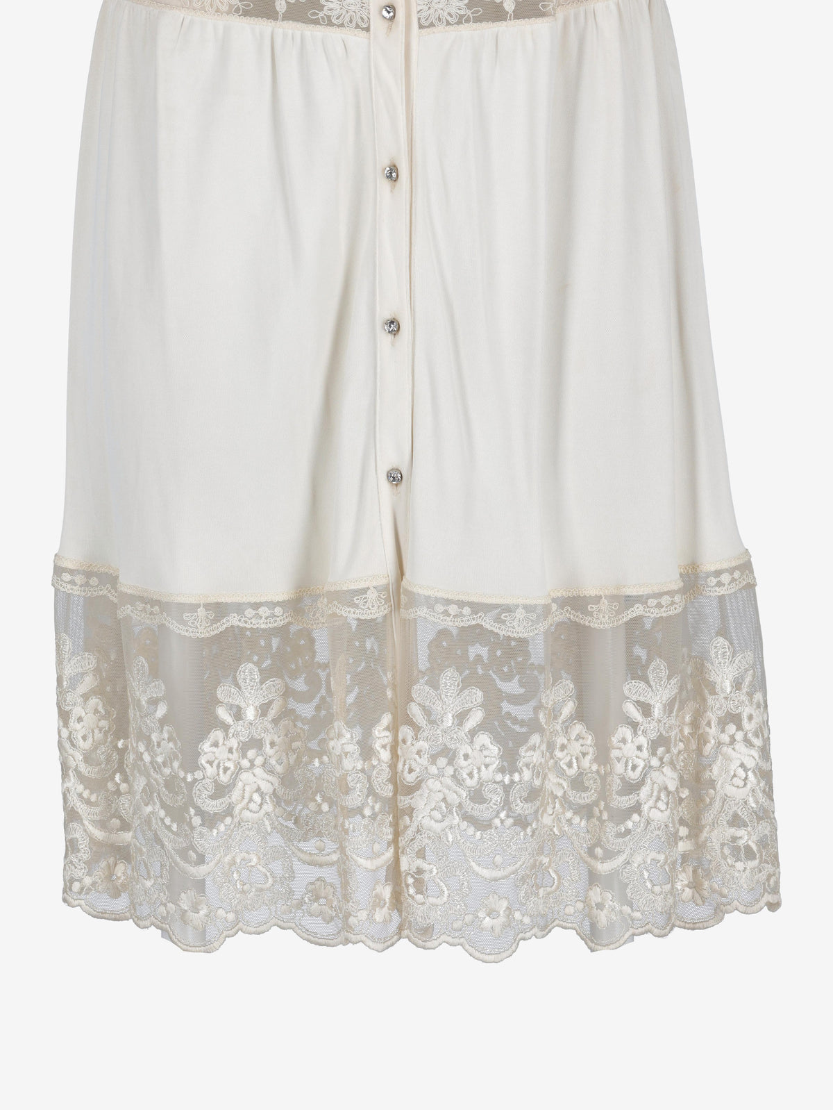 Vintage Lace-Trim Slip Mini Dress with Jewel Buttons W27526.40  Vintage 