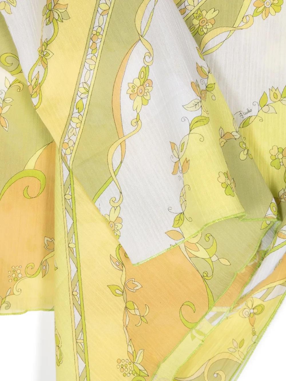 Pucci Floral Striped Cotton Scarf WCV241090  Emilio Pucci 