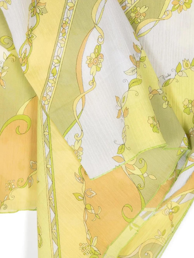 Pucci Floral Striped Cotton Scarf WCV241090  Emilio Pucci 