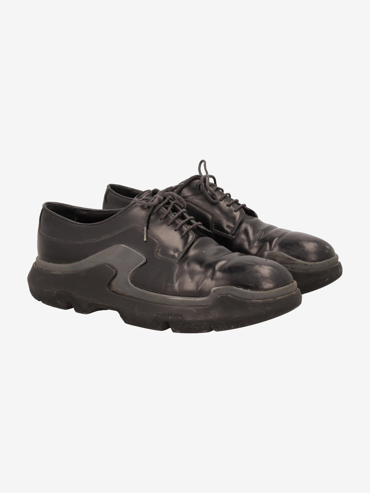 Prada AW15 Double Sole Derby Shoes in Brushed Calfskin Leather. MU260321.45  Prada 