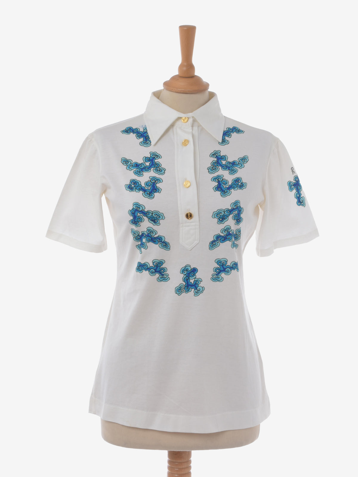 Roberta Di Camerino White Polo Shirt With Japanese Print W130524.23  Roberta di Camerino 