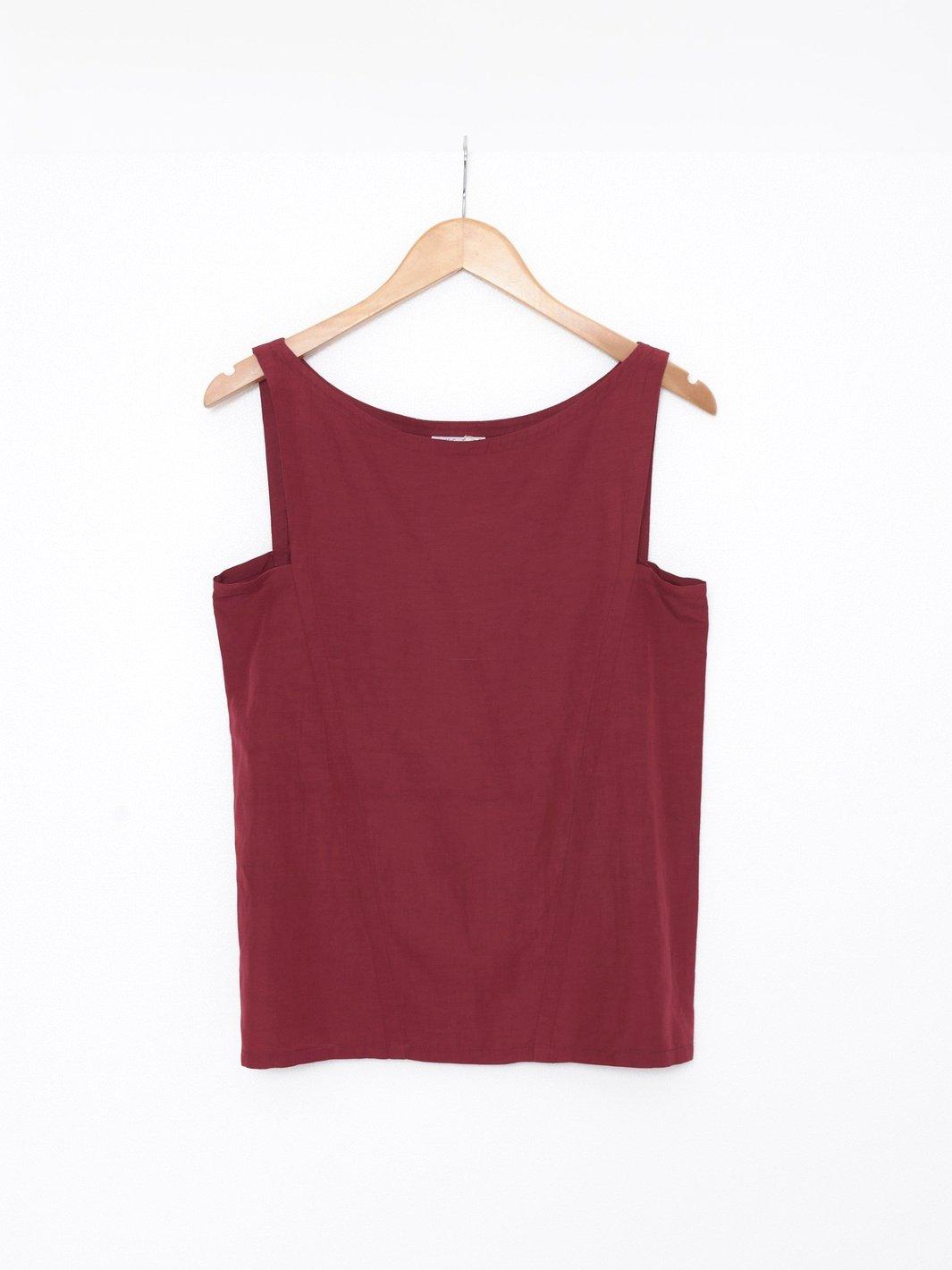 1980s Yves Saint Laurent Rive Gauche burgundy cotton sleeveless top W22051922  YSL 