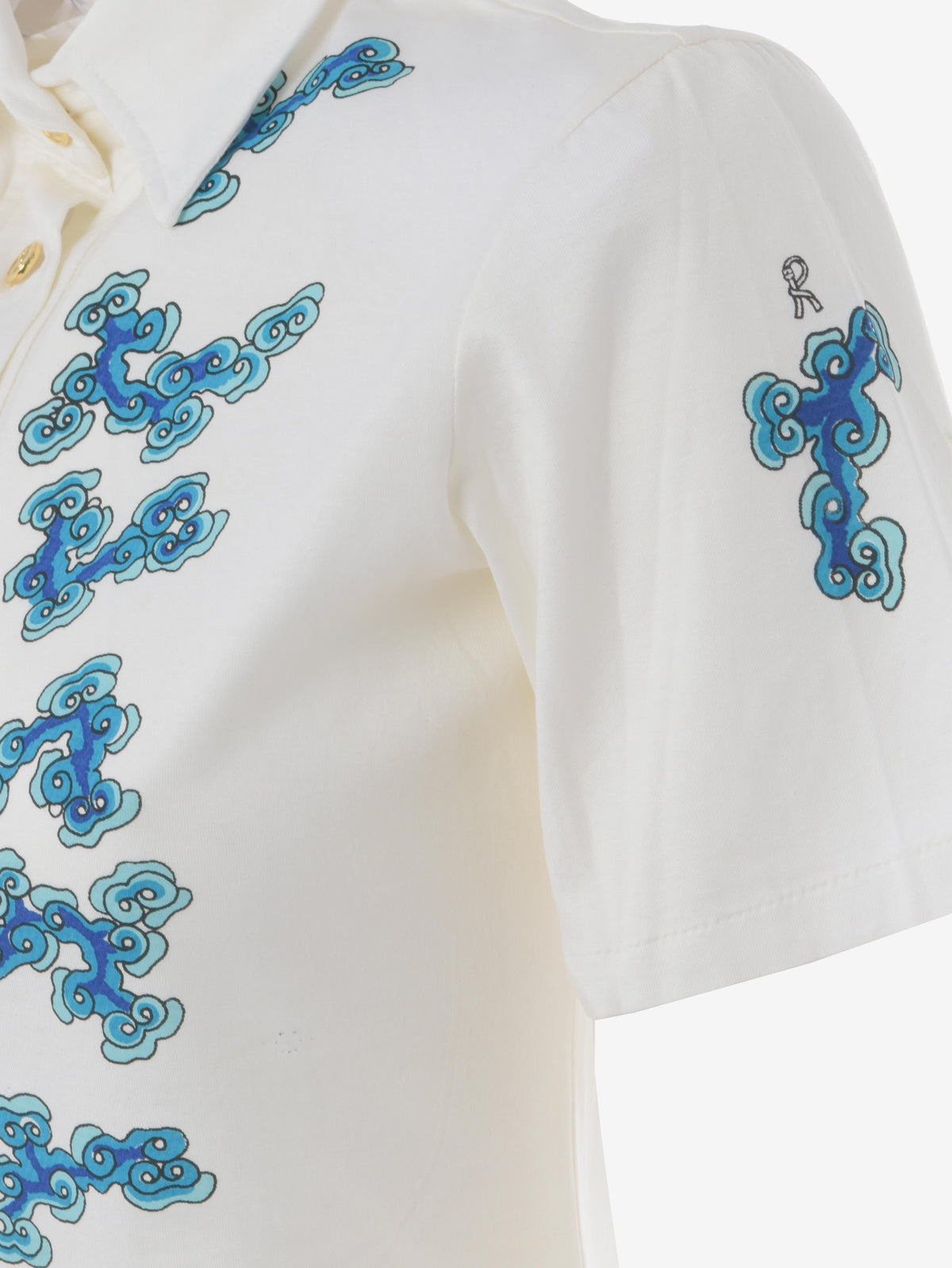 Roberta Di Camerino White Polo Shirt With Japanese Print W130524.23  Roberta di Camerino 