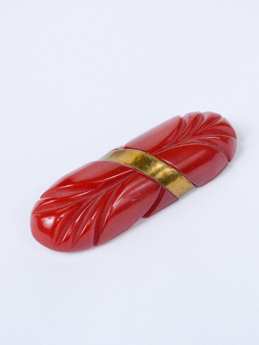 1950s red bakelite brooch W22061030  Vintage 