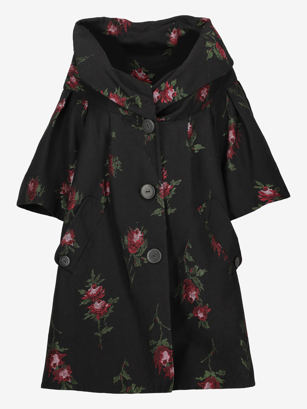 Kenzo Floral Wool-Blend Coat with Voluminous Collar W27526.29  Kenzo 