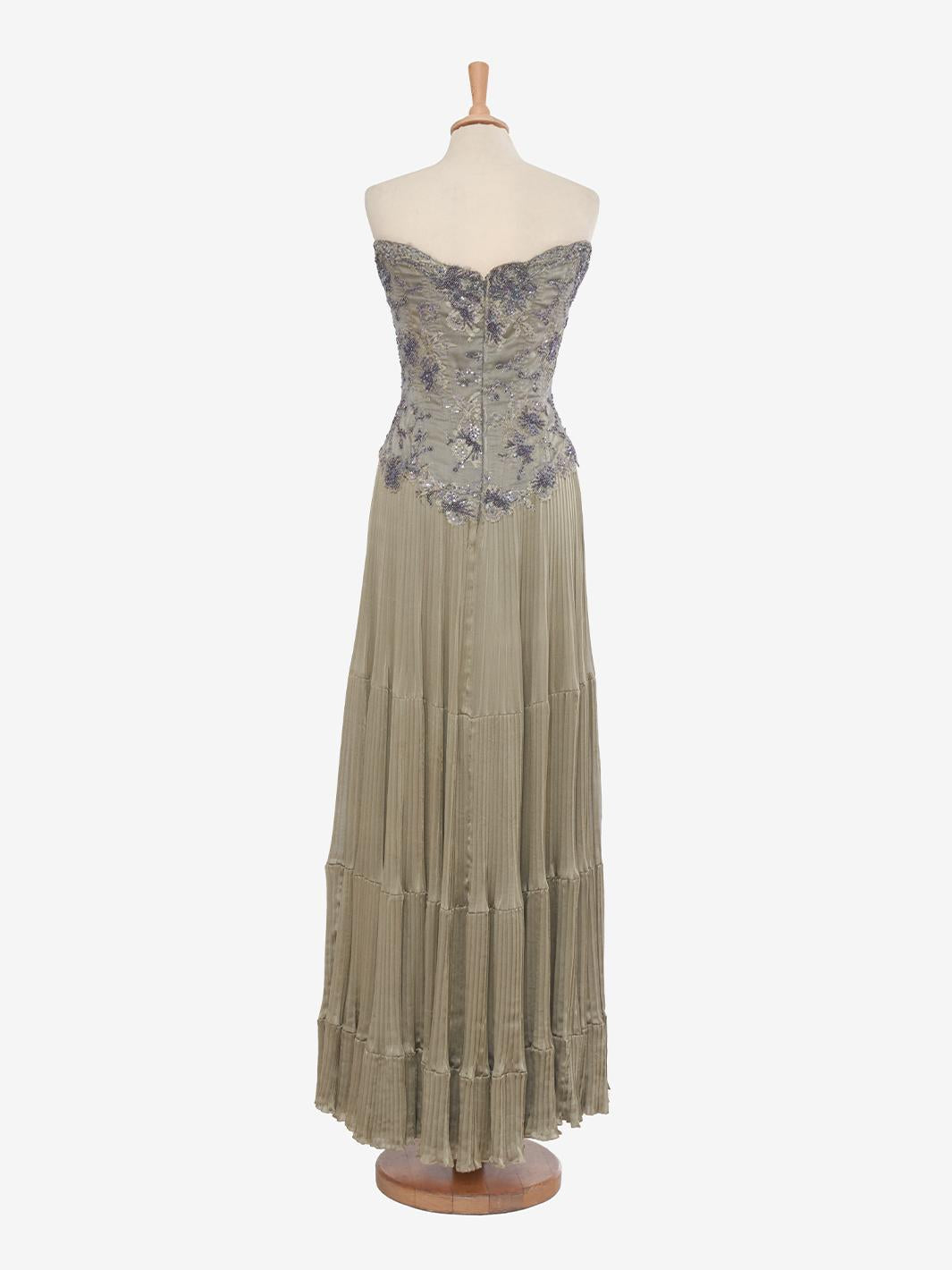 Vicky Tiel Green Pleated Dress
