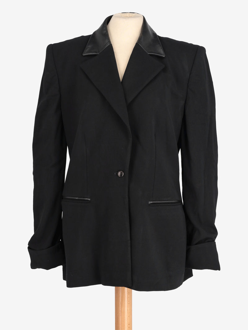 Basile Black Blazer With Leather Inserts W2511.116.02  Basile 