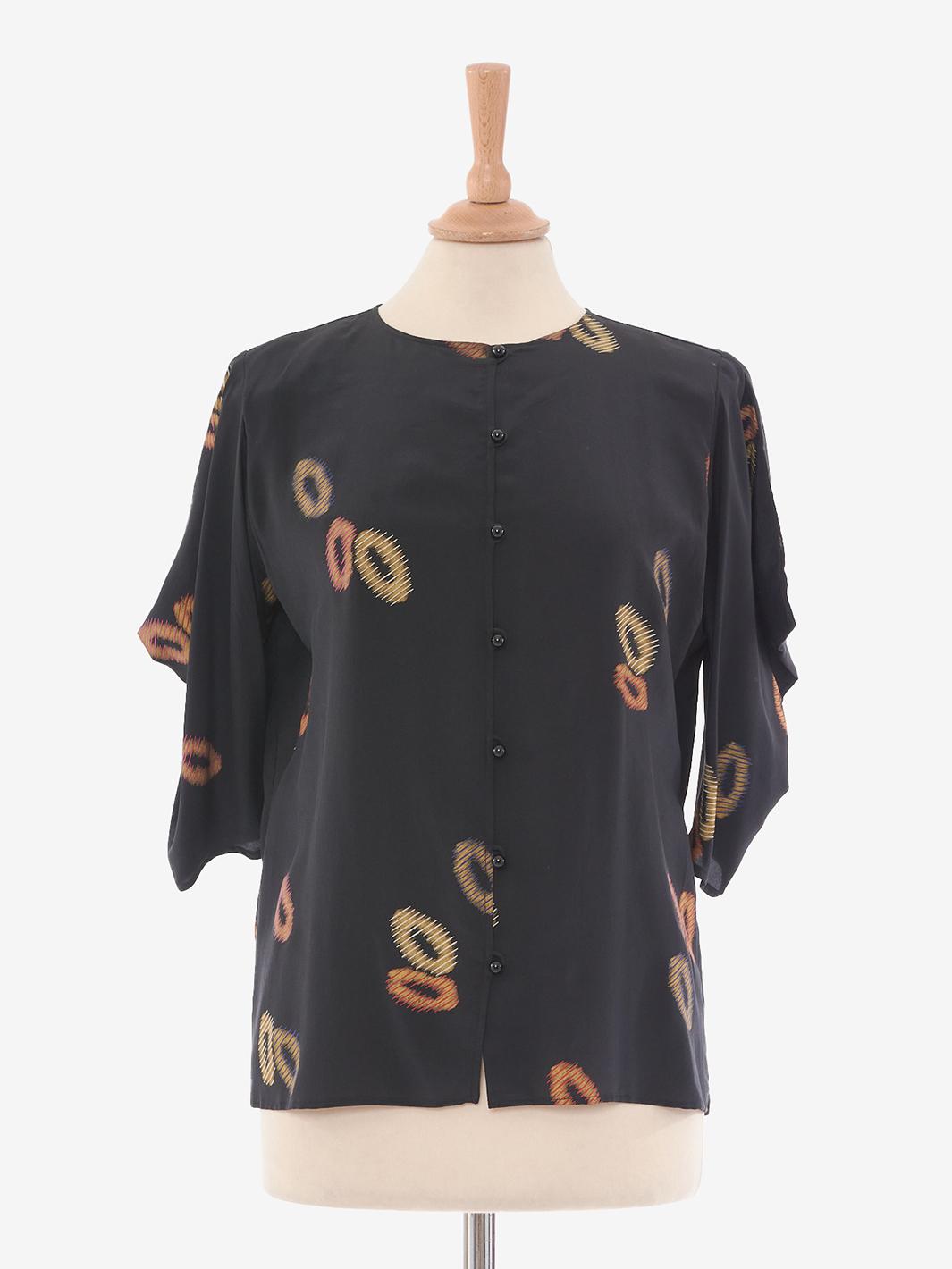 Emanuel Ungaro Silk suit skirt and blouse abstract pattern