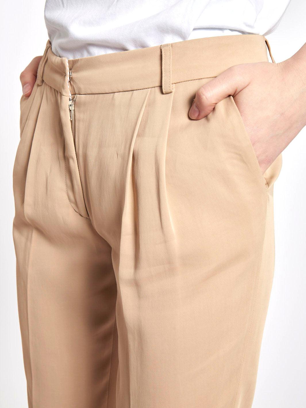 Y2K Blugirl beige pants in soft and fluid fabric with ankle lapels MZ1913467  Blugirl 