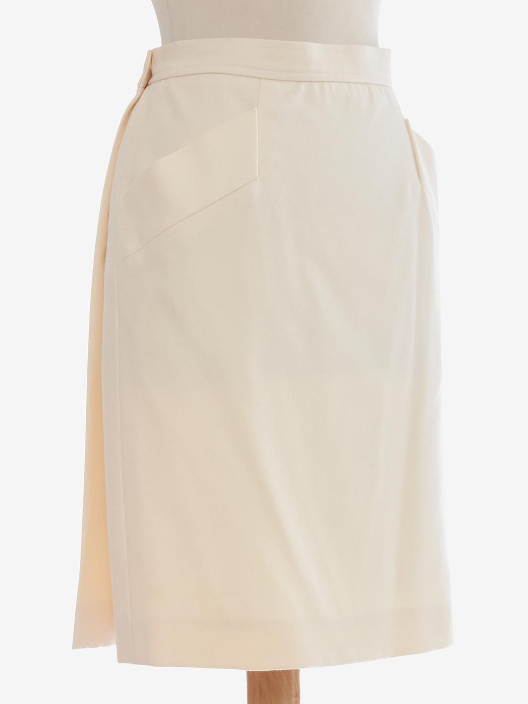 Saint Laurent 奶油色羊毛半身裙