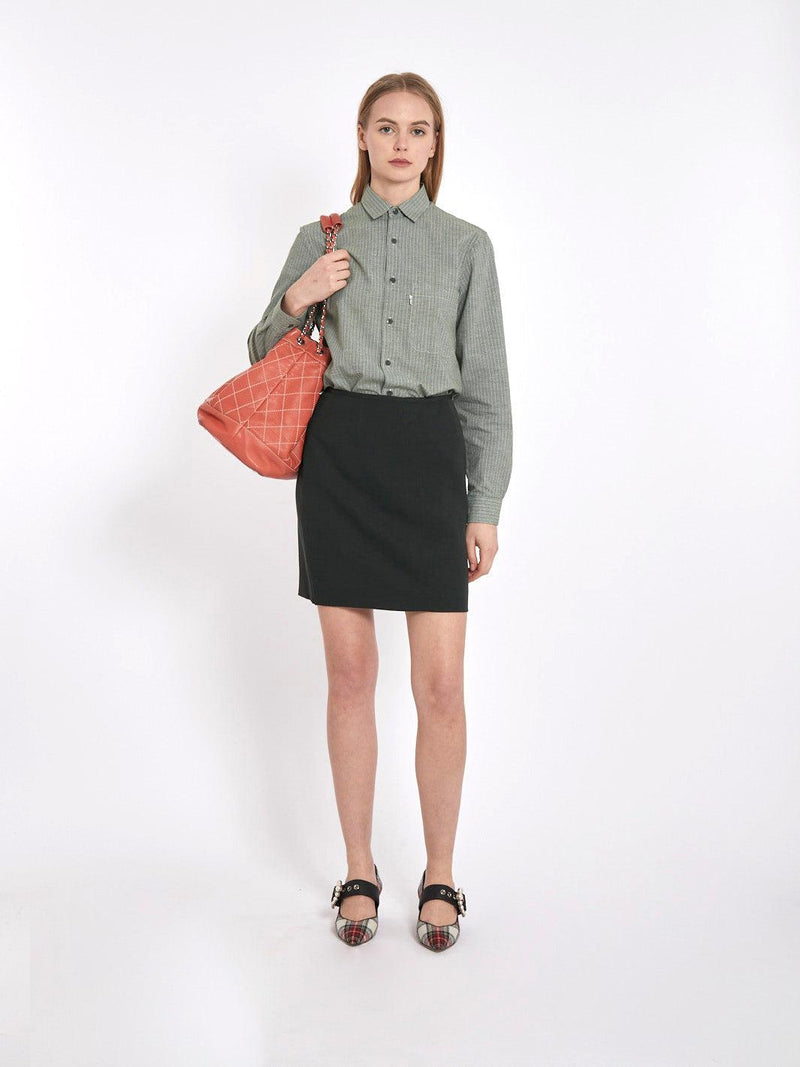 1990s Jean Paul Gaultier dark green miniskirt with colourful lining MZ1902503  Jean Paul Gaultier 