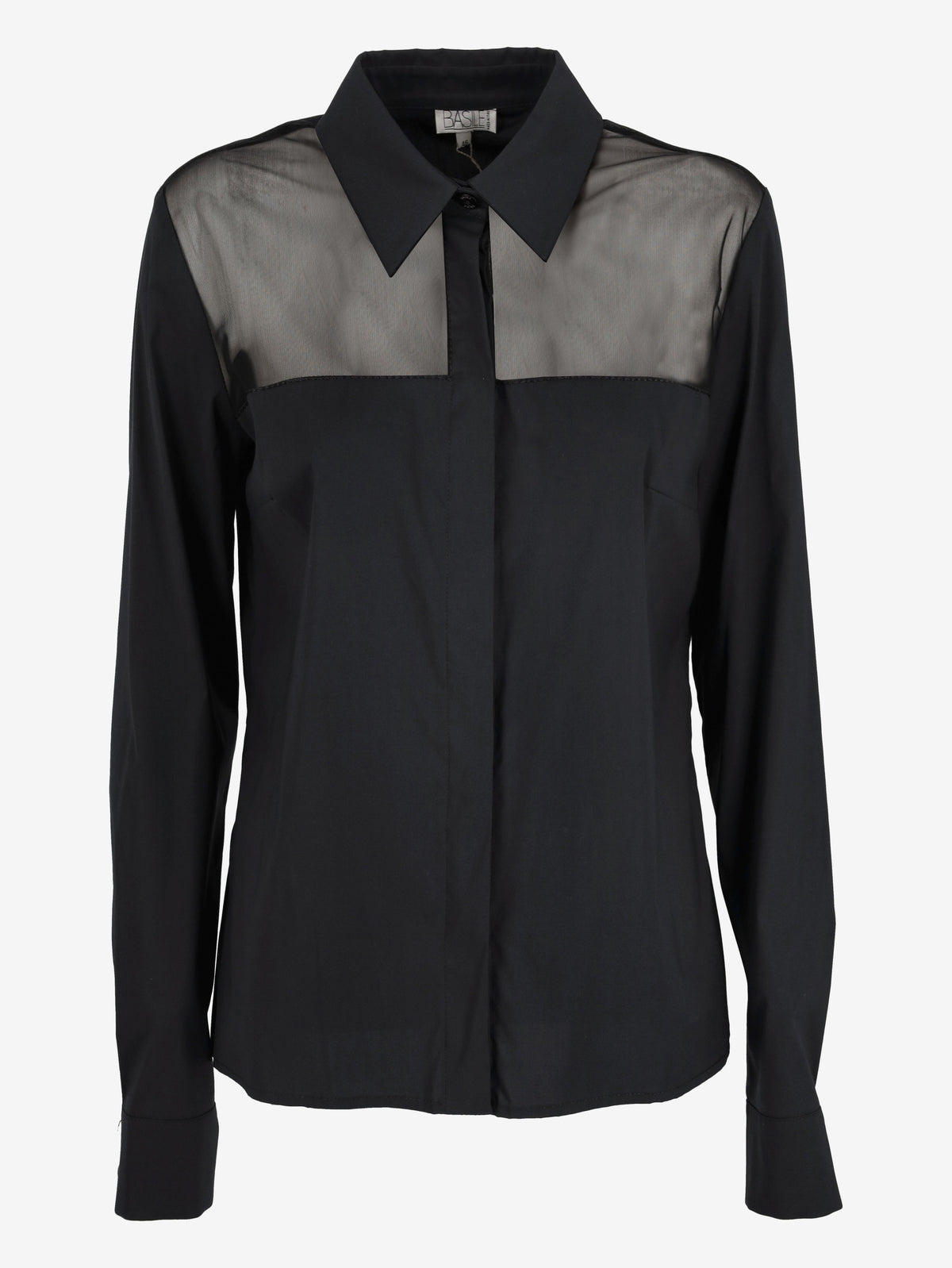 Basile Black Shirt With Transparent Detail W2511.72  Basile 