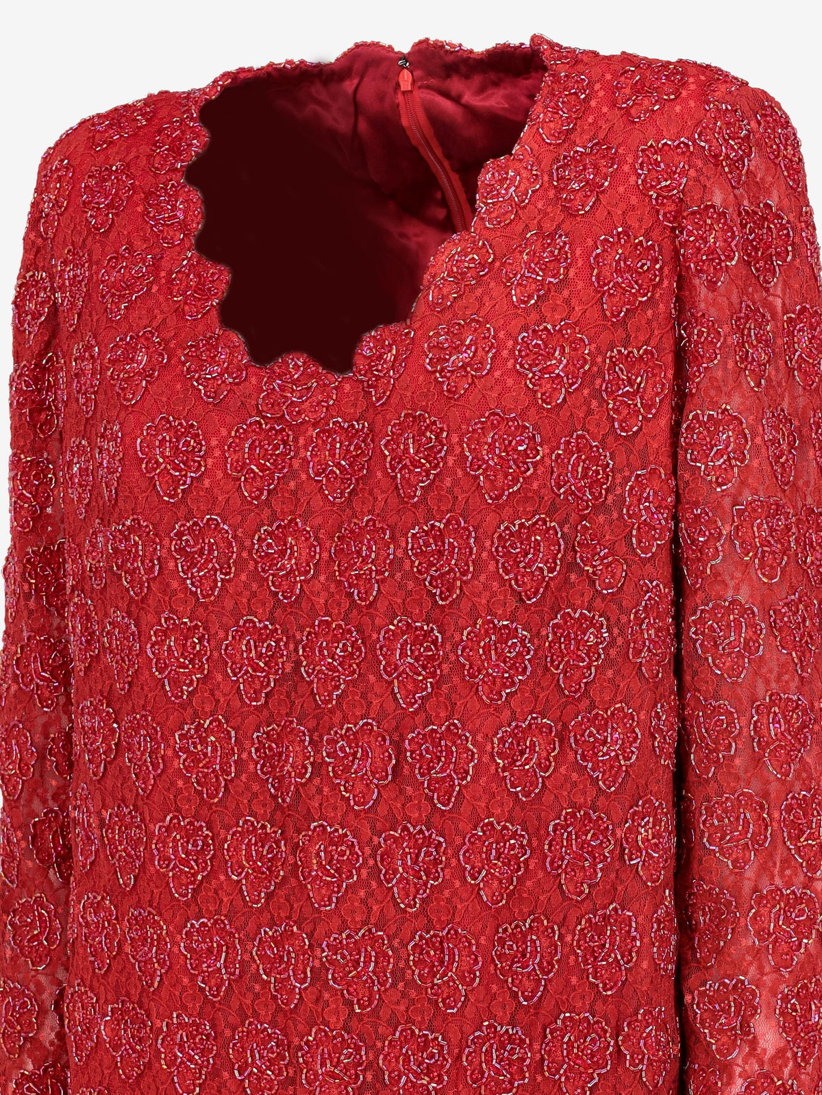 Vintage Red Lace and Beaded Maxi Dress W130426_3  Vintage 