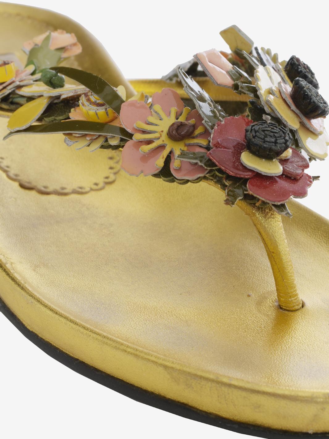 Prada 皮革花卉图案人字拖