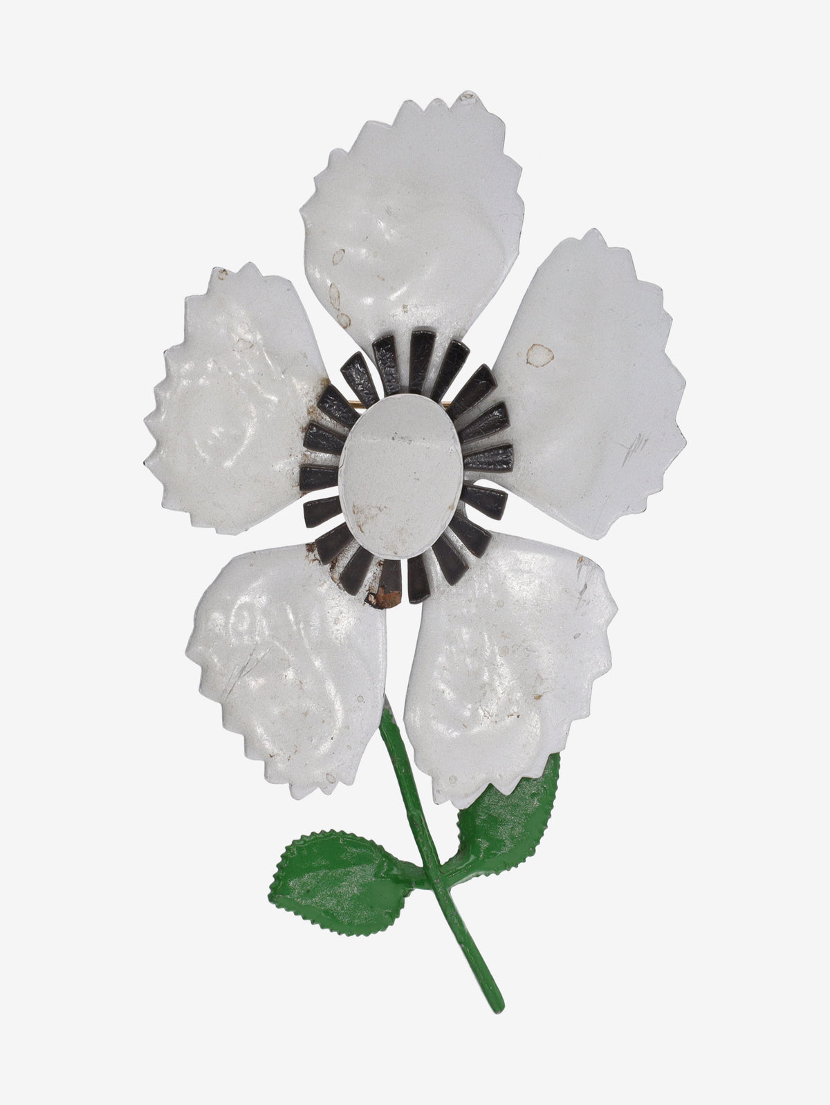 1950s American Grey Enamel Floral Brooch W13426.89  Vintage 