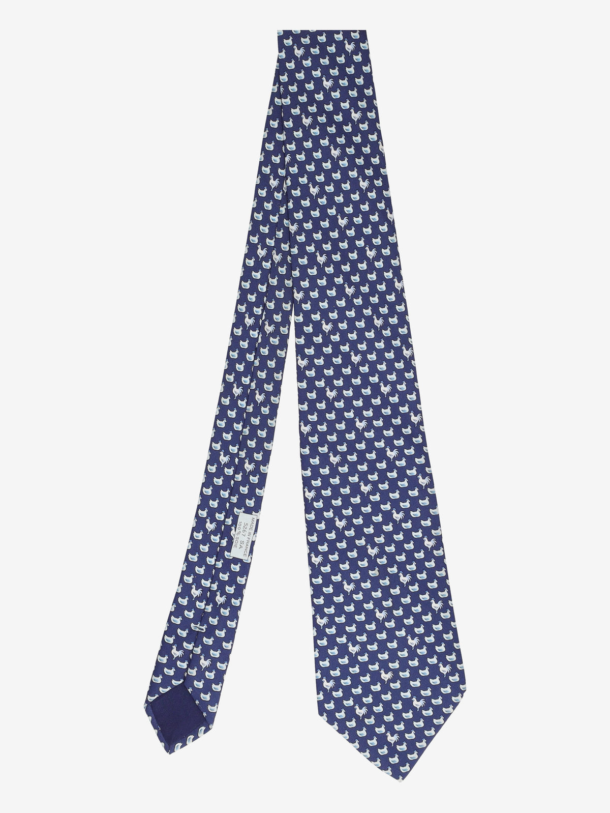 Hermès Rooster & Hen Print Silk Tie W24626.1  Hermès 