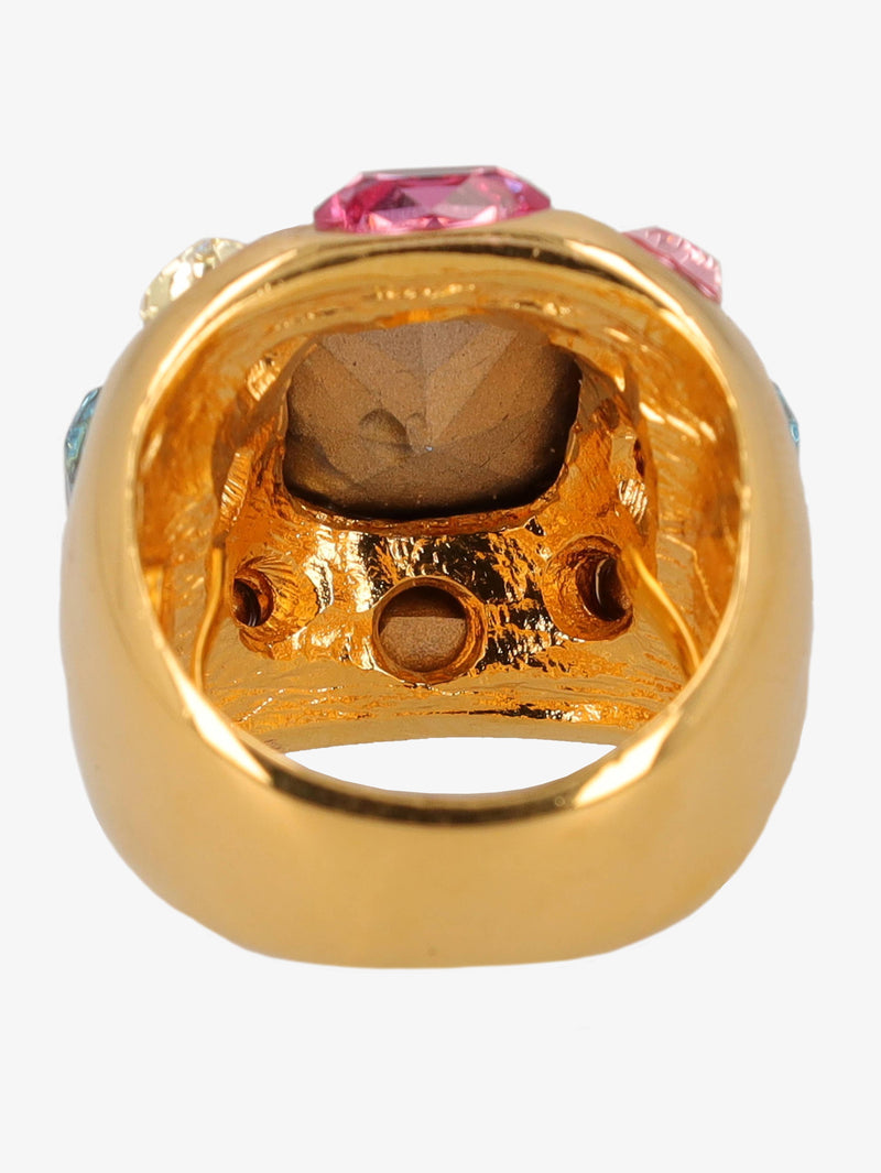Kenneth Jay Lane Ring With Large Polychrome Stones CVR24.1.57  Kenneth Jay Lane 