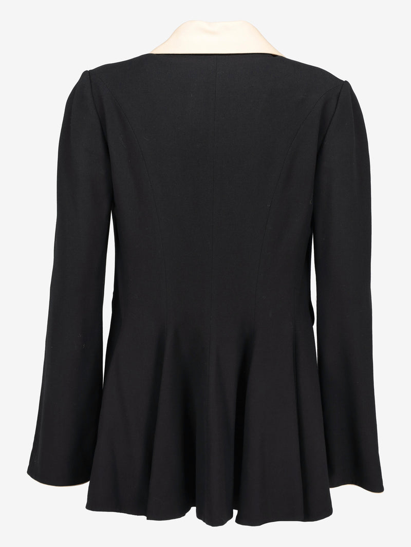 Chloé Cropped Black Tailcoat Jacket with Cream Contrast Collar W27526.26  Chloé 