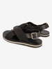 Marni Fussbett Sandal in Black Leather and Canvas MU260321.50  Marni 