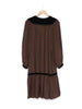 Yves Saint Laurent anni '70 in seta marrone con maniche a sbuffo