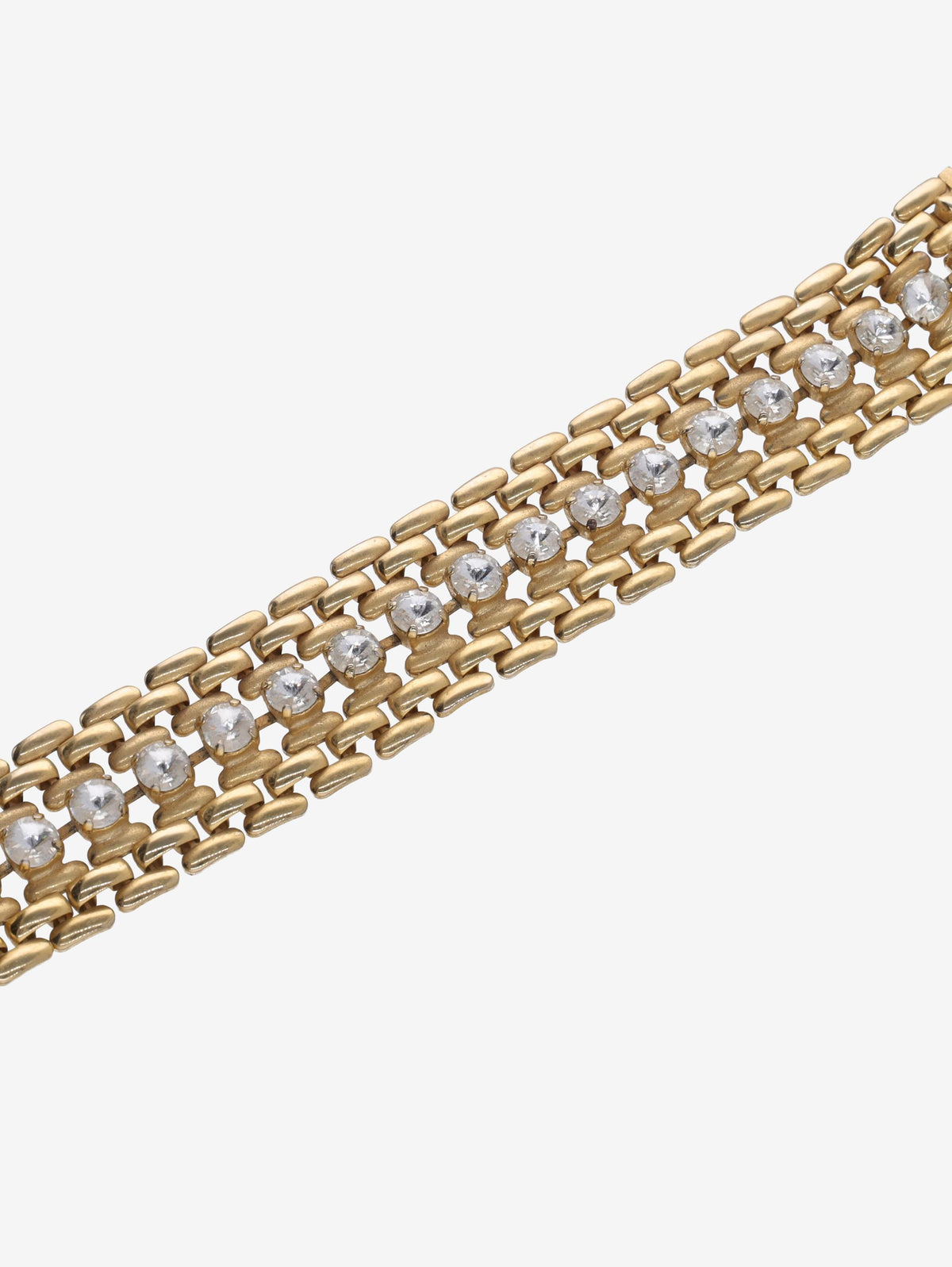 Vintage Thick Chain Bracelet with Linear Gemstone Detail W13426.59  Vintage 