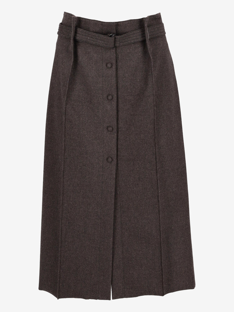 Fendi Wool Blend Long Skirt with Logo Belt CVM26.1.10  Fendi 