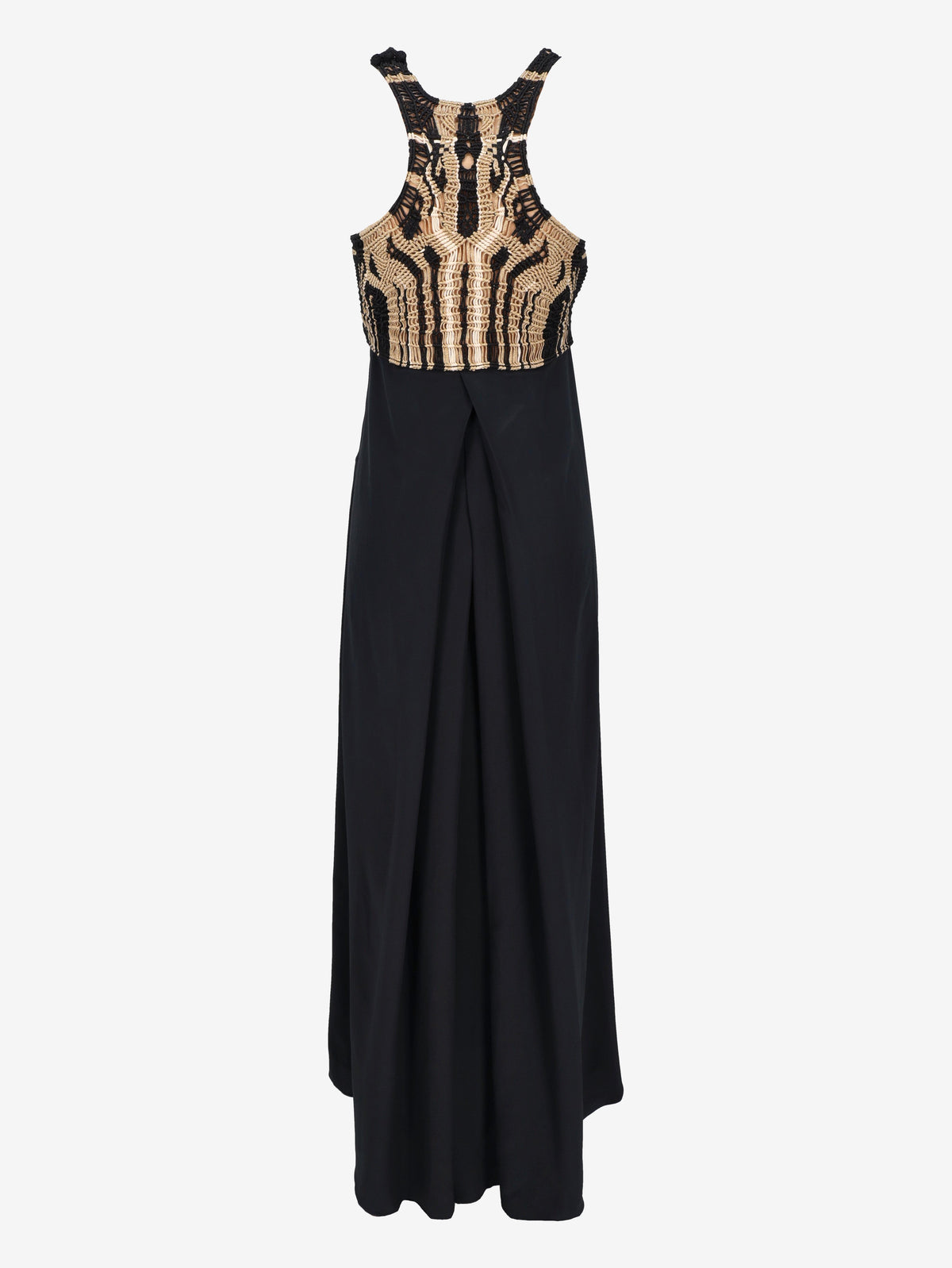 Diane von Furstenberg Long Dress with Silk Skirt and Crochet Bodice W7426.39  Diane Von Furstenberg 