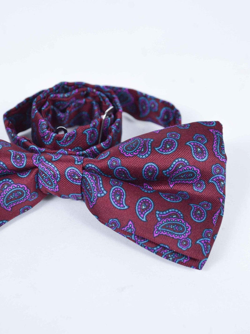 1980s dark red bow tie with Paisley print W22050630  Vintage 