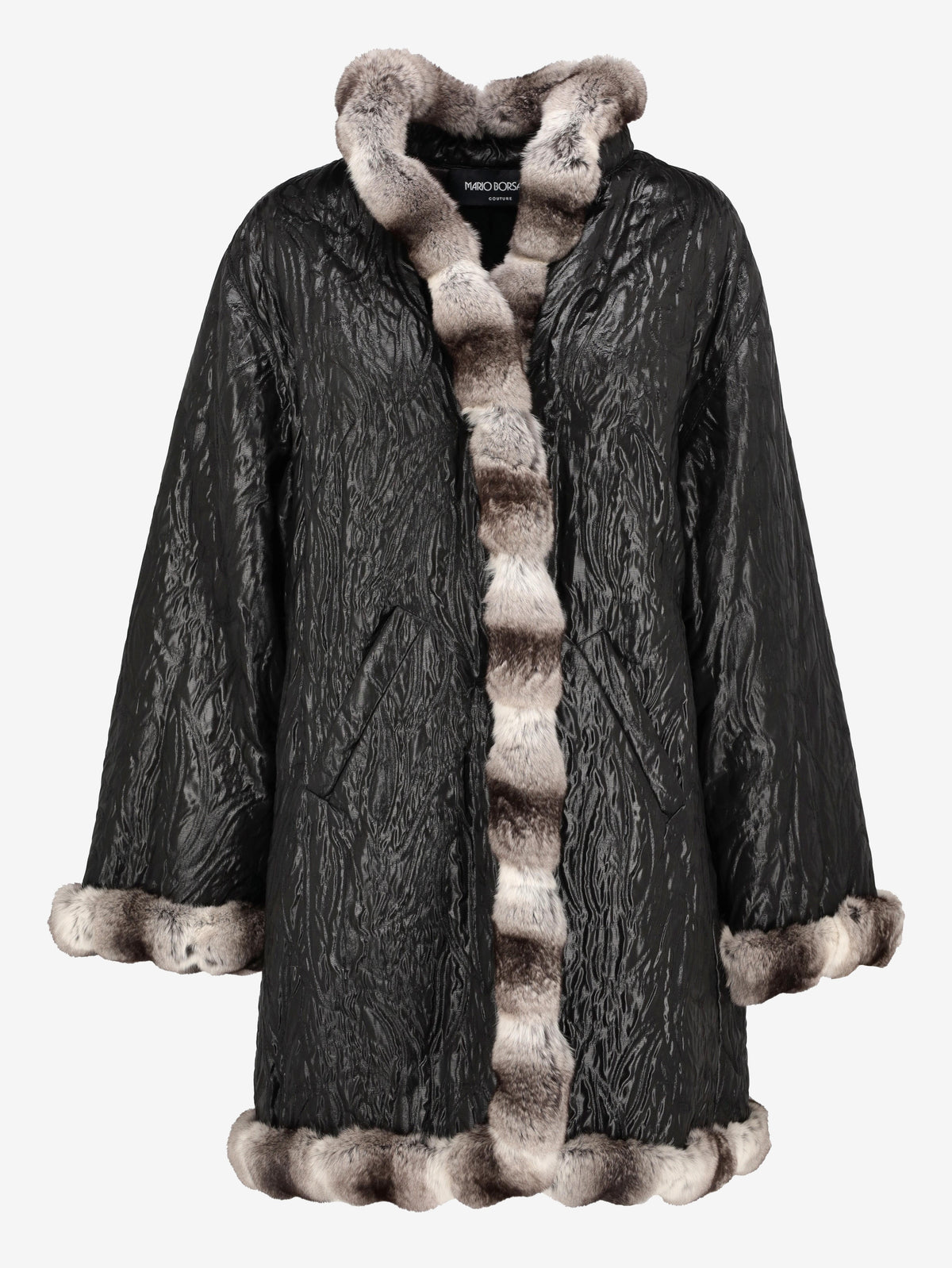 Mario Borsato Textured Coat with Faux Fur Inserts CVM26.6.32  Mario Borsato 