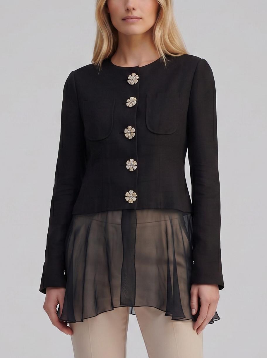 Karl Lagerfeld Embellished Blazer with Tulle Hem W27526.28  Karl Lagerfeld 