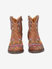 Cowboy Ankle Boots in Brown Leather with Embroidered Flowers W7426.61  Vintage 