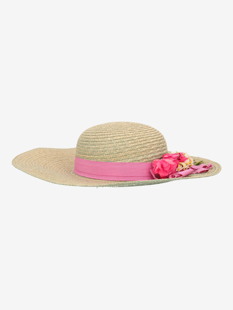 Natural Straw Hat with Floral Detail M1602884  Vintage 