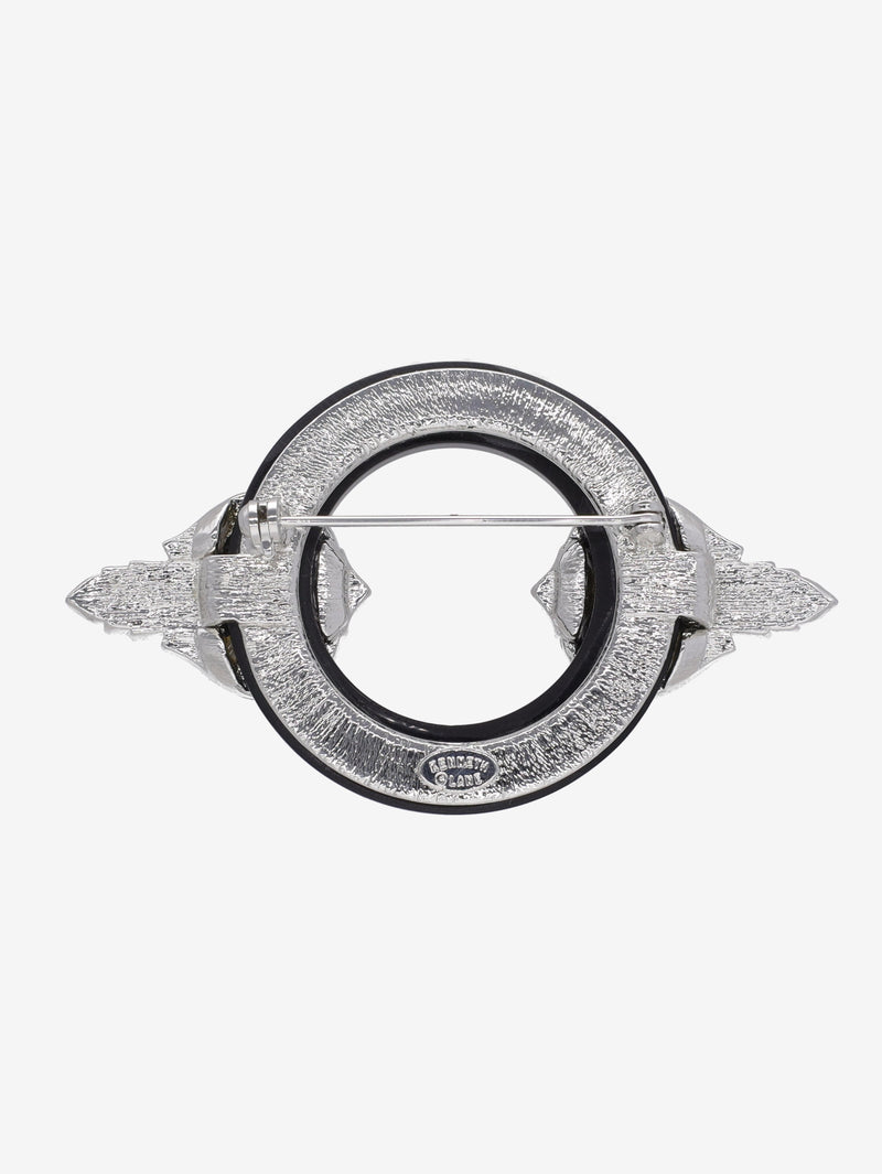Kenneth Jay Lane Black Decò Circle Brooch CVR24.1.139  Kenneth Jay Lane 