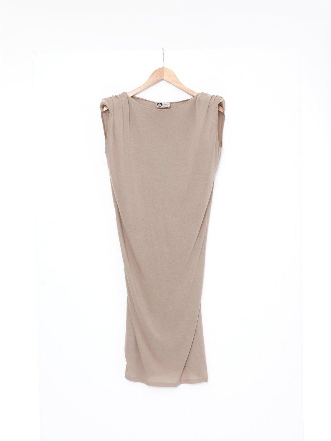 Abito da giorno Y2K Lanvin in viscosa fluida di colore beige