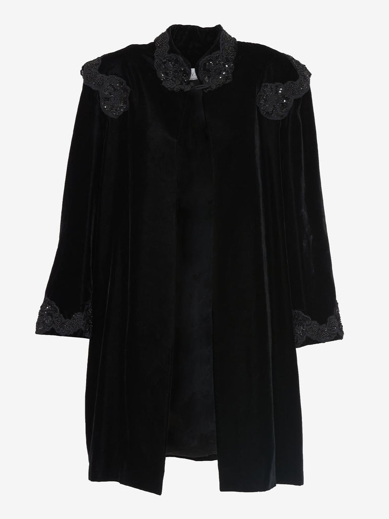 Vicky Tiel Black Velvet Coat
