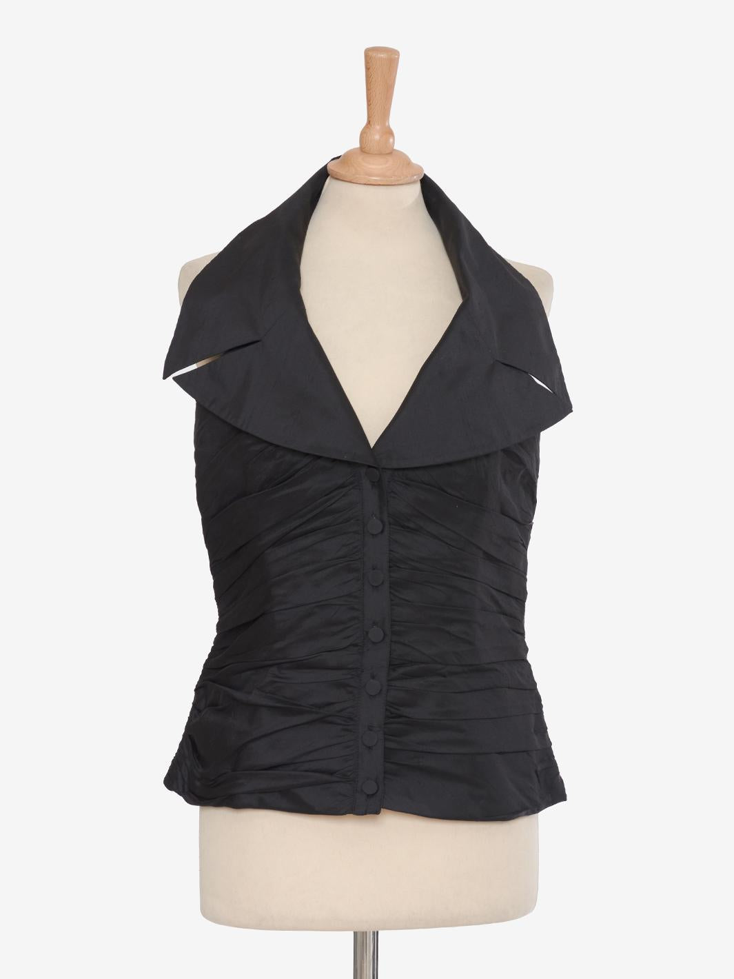 Vintage black silk satin top