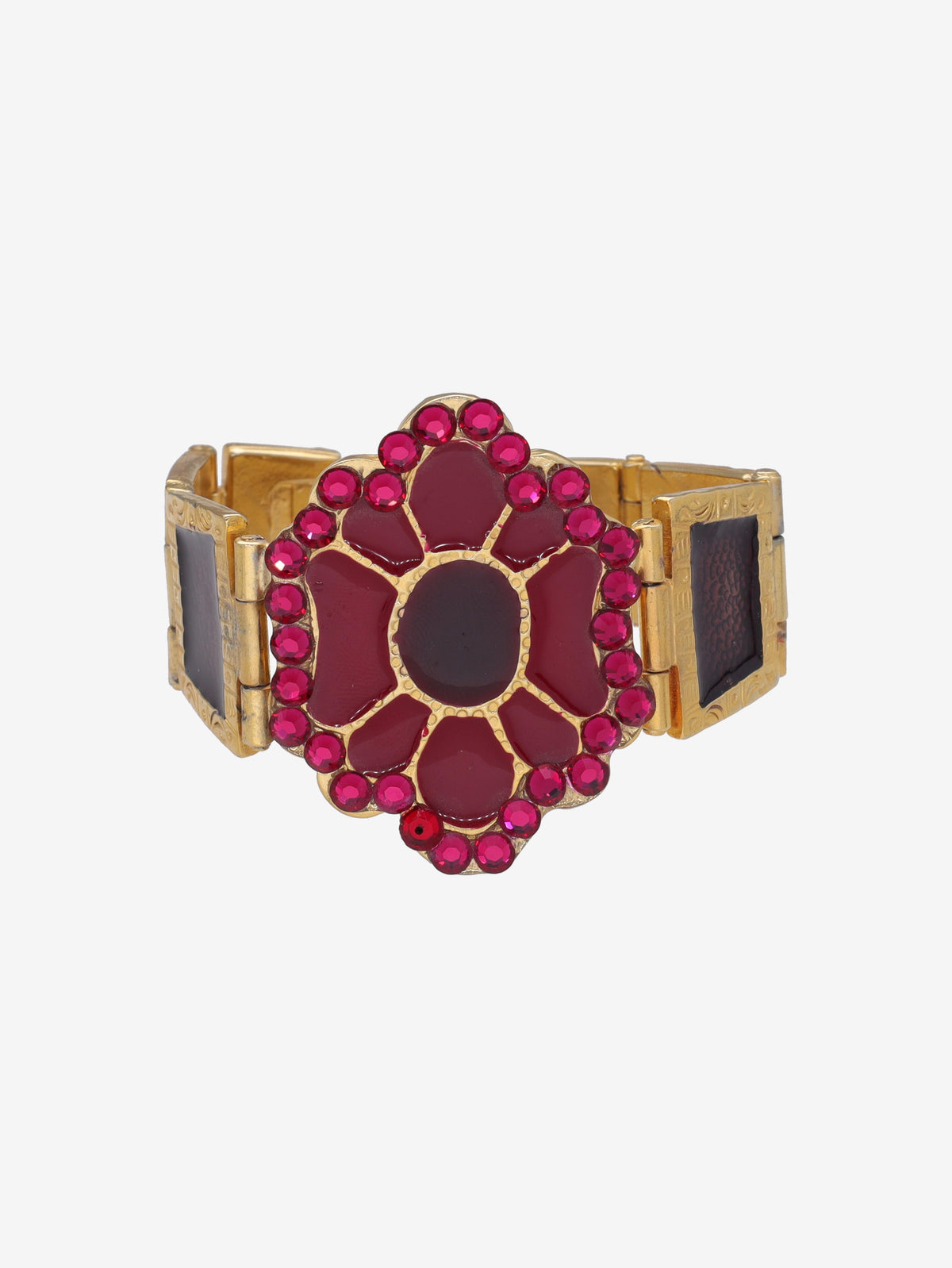 Vintage Watch-Style Bracelet with Pink Floral Centerpiece W13426.69  Vintage 
