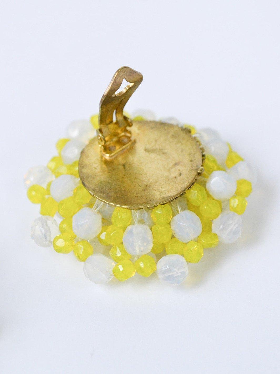 1980s clip earrings with yellow and white cristals W22051807  Vintage 