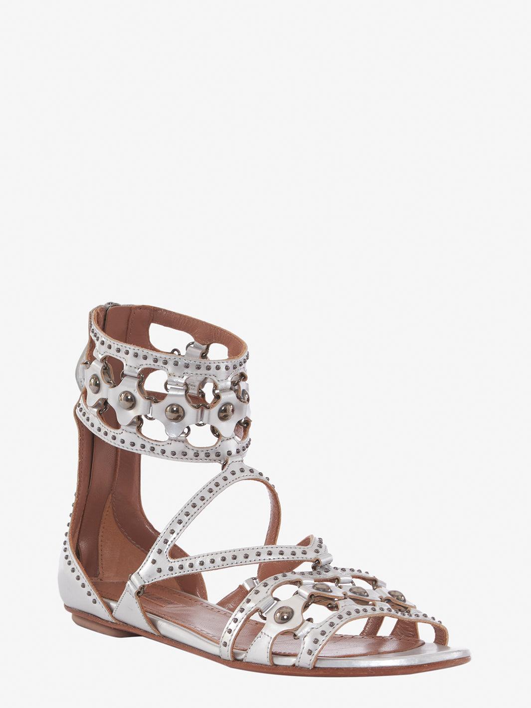Silver studded leather Alaïa slave sandals CVM22.81.1  Alaïa 