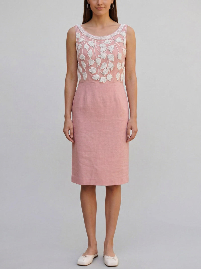 Vintage 1960s Dress in Pink with Beaded Details AR103  Vintage 