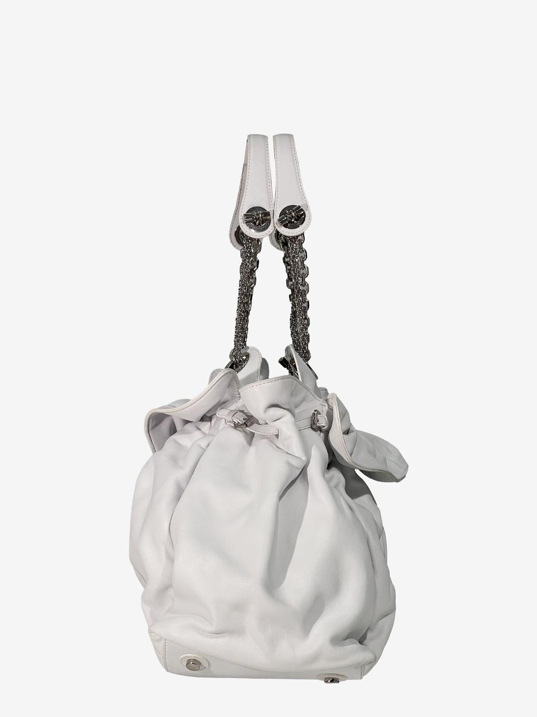 Christian Dior Borsa in pelle bianca con volant