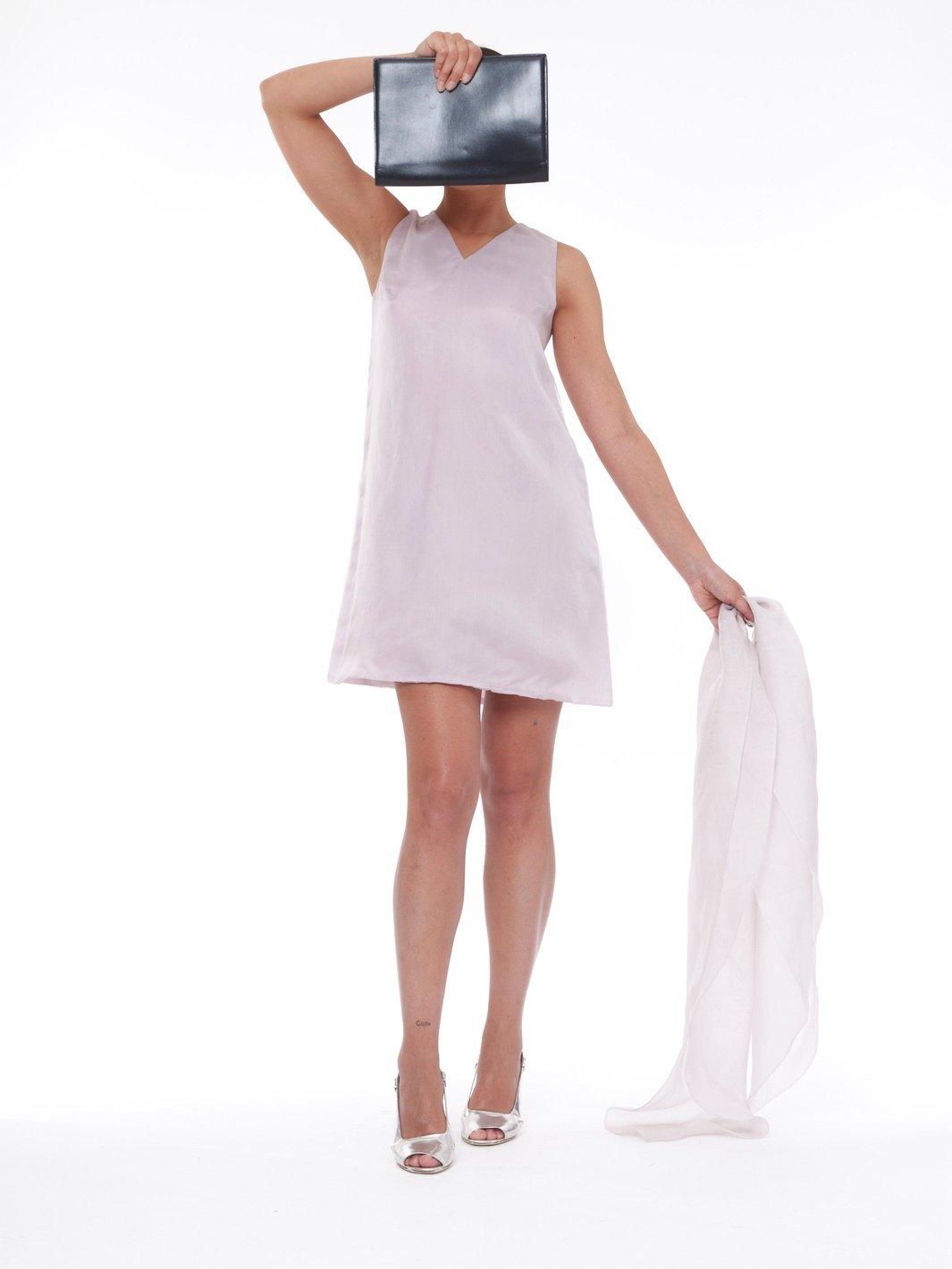 1980s lilac silk chiffon dress from Bianca e Blu Monica Bolzoni CVM15.54.3 . Vintage 