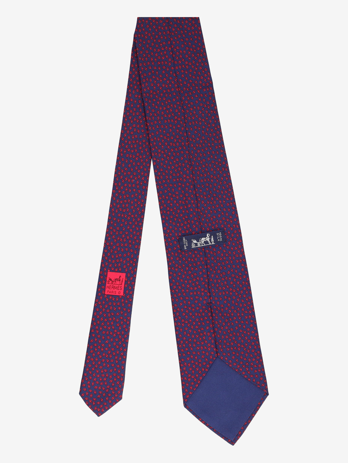 Hermès Silk Tie with Red Motif Pattern W24626.3  Hermès 