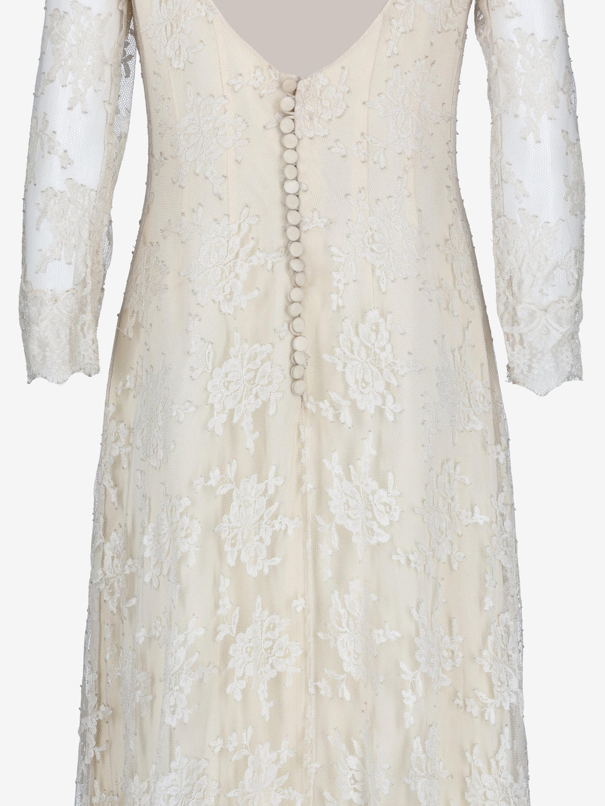 Ivory Lace Wedding Dress with Open Back and Train MZ1910054  Vintage 