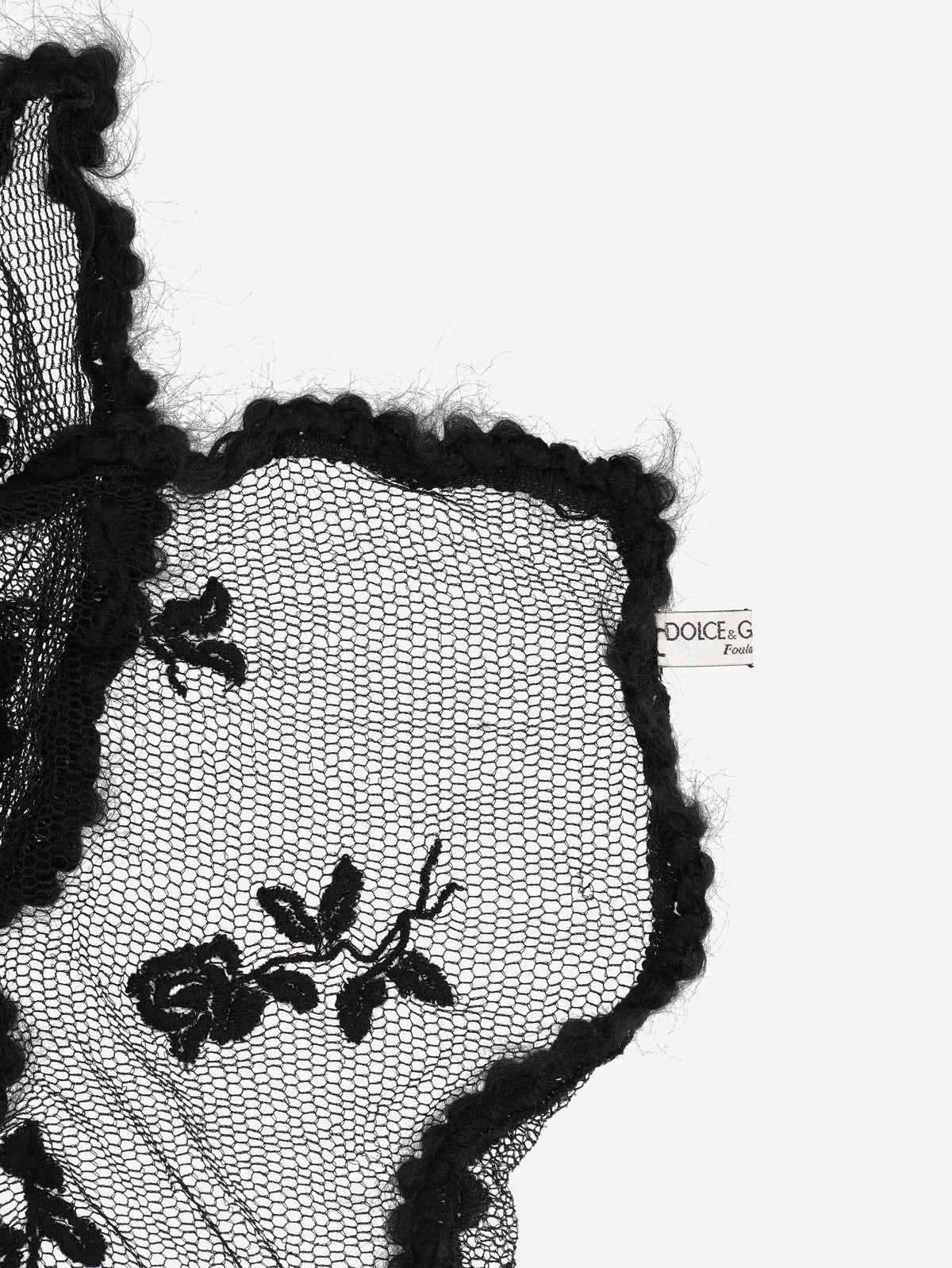Dolce & Gabbana Black Lace Floral Foulard W27526.75  Dolce & Gabbana 